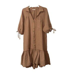 Millibon Oversize Ruffled Brown Dress Size Small